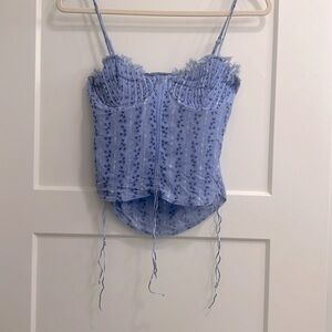 Skylar + Madison Floral Blue Sleeveless Crop Top Cami.